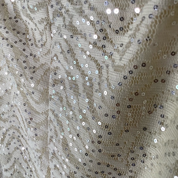 HeartSoul SS Cream sequin lace blouse, 2X - Picture 3 of 6